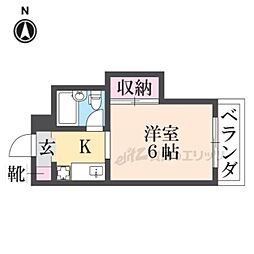 北白川ガーデンパレス 1Kの間取図画像
