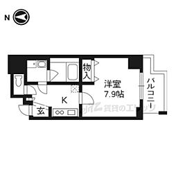 アスヴェル京都西京極 1Kの間取図画像