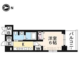 エステムプラザ京都三条大橋 1Kの間取図画像