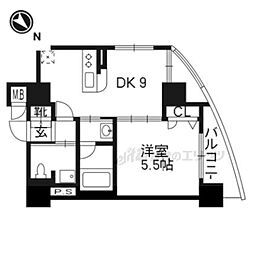 エステムプラザ京都河原町通2レジデンシャル 1LDKの間取図画像