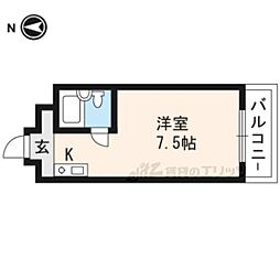 北西館 ワンルームの間取図画像