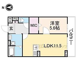 Albero京都椥辻 1LDKの間取図画像