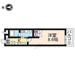 レヴィア椥辻 1Kの間取図画像