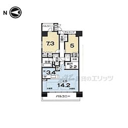 ザ・京都レジデンス四条河原町 2LDKの間取図画像