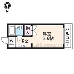 サテンドール千本 1Kの間取図画像