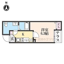 GRANDECOURTSaiinSanzou 1Kの間取図画像