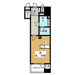 カスタリア銀座III 10階ワンルームの間取り