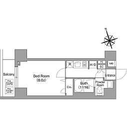 コンフォリア・リヴ八丁堀 1Kの間取図画像