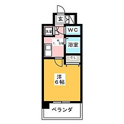 レジディア両国 2階1Kの間取り