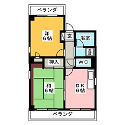 鎗田ビル 2DKの間取図画像