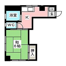 明宏ビル 1Kの間取図画像