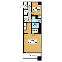 パークキューブ亀戸 1LDKの間取図画像