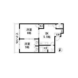 第10ナトリビル 2DKの間取図画像