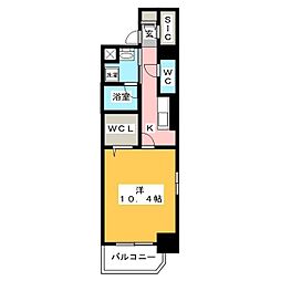 メグリオ住吉 1Kの間取図画像