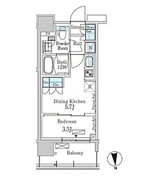 パークアクシス上野EAST 11階1DKの間取り