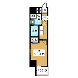 レジディア浅草吾妻橋 7階1Kの間取り