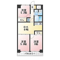 中銀第2東上野マンシオン 3DKの間取図画像