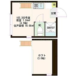ハーモニーテラス東駒形 ワンルームの間取図画像