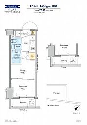 プラウドフラット墨田曳舟 1DKの間取図画像