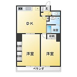 佐々木コーポ 2DKの間取図画像