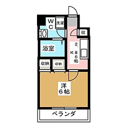 CASSIA押上 1Kの間取図画像