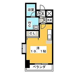 ルクレ森下レジデンス 10階ワンルームの間取り