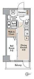 グランカーサ住吉II 1DKの間取図画像