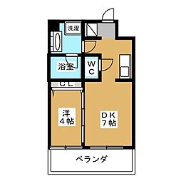 カスタリア森下 1DKの間取図画像