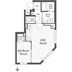 プラティーク住吉 1LDKの間取図画像