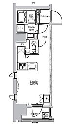 プラウドフラット日本橋馬喰町 13階ワンルームの間取り