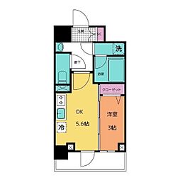 JMF-Residence蔵前鳥越 1DKの間取図画像