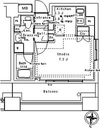 パークアクシス御茶ノ水ステージ 1Kの間取図画像