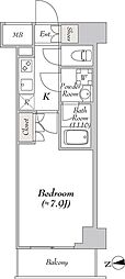 MYRIARESIDENCE浅草橋 1Kの間取図画像