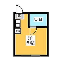 バードハイツ ワンルームの間取図画像