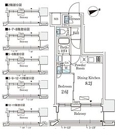 リビオメゾン御茶ノ水EAST 1LDKの間取図画像