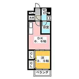 レジディア門前仲町プレイス 3階1DKの間取り