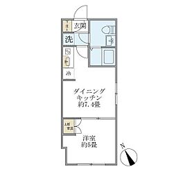 プラティーク清澄庭園 1DKの間取図画像