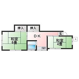ことぶき荘 2DKの間取図画像
