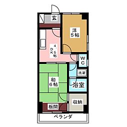 加賀見コート 2DKの間取図画像