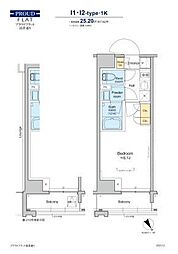プラウドフラット清澄通り 1Kの間取図画像