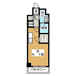 ONEROOFFLAT月島 ワンルームの間取図画像