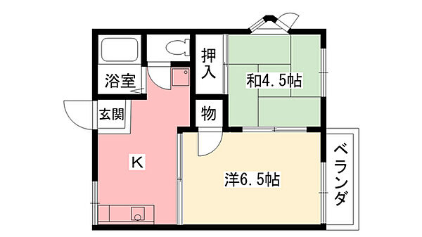 コーポ浦風 ｜兵庫県西宮市甲子園浦風町(賃貸アパート2DK・2階・38.00㎡)の写真 その2