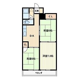 プラムコーポ2 1階3DKの間取り