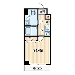 ドゥーエ蕨 3階1Kの間取り