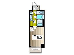 オープンブルーム川口並木 3階1Kの間取り
