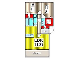 メゾン　ド　キノエ 3階2LDKの間取り