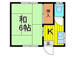 大山荘 1Kの間取図画像