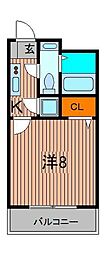アルファコート蕨 1Kの間取図画像