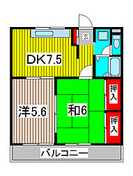 ファミール芝下 2DKの間取図画像