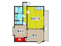 アーバンハイツA 2DKの間取図画像